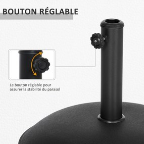 Base redonda para guarda-sol com peso de lastro Ø 49 x 34,5 cm (altura) Peso líquido 20 kg Cimento PVC preto