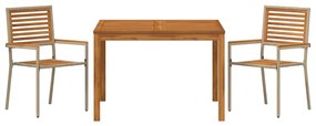 Conjunto de Jantar de Jardim Bege 3 pcs Bege 110 x 110 x 75 cm