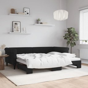 Sofá-cama com gavetão 90x200 cm veludo preto
