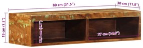 Armário de TV para parede 80x30x19 cm mangueira áspera maciça