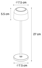 LED Candeeiro de mesa branco-queimado recarregável com estação de carregamento - Raika Moderno