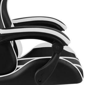 Cadeira estilo corrida couro artificial preto e branco