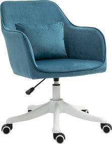 HOMCOM Cadeira de escritório veludo poltrona massagem almofada lombar integrada altura regulável giratória 360° azul | Aosom Portugal