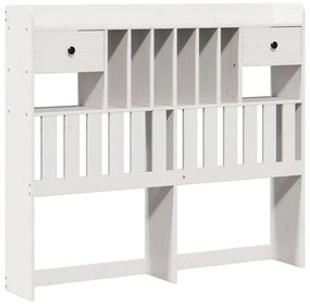 Cama com estante sem colchão 135x190 cm pinho maciço branco