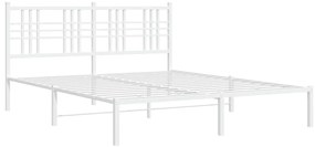 Estrutura de cama com cabeceira 160x200 cm metal branco