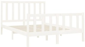Cama sem colchão 140x190 cm madeira de pinho maciça branco