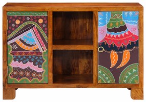 Aparador multicor 90x35x60 cm madeira de acácia maciça