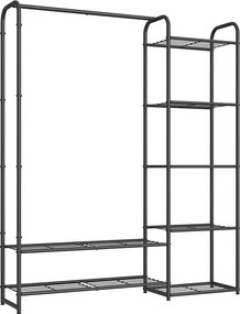 Guarda roupa aberto com prateleiras 29 x 112 x 158,4 cm, preto