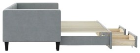 Sofá-cama c/ gavetão e gavetas 80x200 cm tecido cinzento-claro