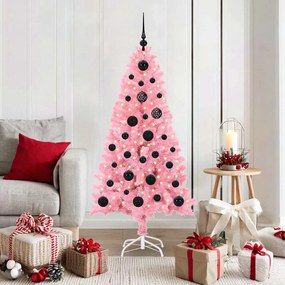 vidaXL Árvore de Natal com 150 LEDs com suporte Rosa 150 cm PVC