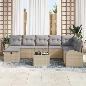 vidaXL Conjunto de Sofá de Jardim 9 pcs bege e cinzento claro