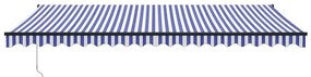 Toldo retrátil 5x3 m tecido e alumínio azul e branco