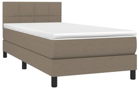 Cama box spring + colchão/LED 90x190cm tecido cinza-acastanhado