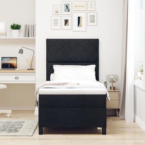 Cama Box com Colchão Preto 90x200 cm Tecido