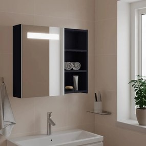 vidaXL Armário espelhado p/ casa de banho c/ LEDs 60x13x52 cm cinzento