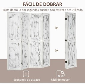 Biombo Dobrável de 4 Painéis Separador de Ambientes 160,5x170cm Divisória de Ambientes Decoração Elegante para Dormitórios Sala de Estar Cozinha Branc