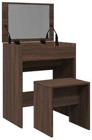 Toucador e banco 60x40x113,5 cm carvalho castanho