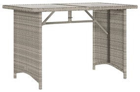 Mesa jardim c/ tampo de vidro 110x68x70 cm vime PE cinza-claro