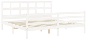 Estrutura de cama com cabeceira 200x200cm madeira maciça branco