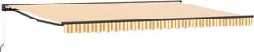 vidaXL Toldo Retrátil Manual Laranja e Branco 500x300 cm tecido