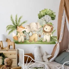 Autocolante de parede para quarto de criança - Três amigos na natureza