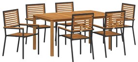 Conjunto de Jantar de Jardim 7 pcs Preto 150 x 90 x 74 cm
