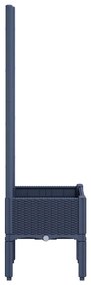 Vaso/floreira de jardim c/ treliça 40x40x142 cm PP cinzento azul