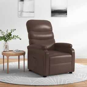 vidaXL Poltrona reclinável couro artificial castanho