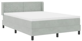 Cama Box Spring com Colchão Cinza Claro 140x200 cm Veludo