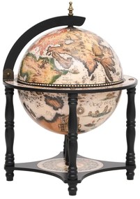 Garrafeira forma de globo madeira eucalipto maciça preto