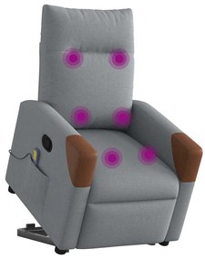 Poltrona reclinável massagens tecido cinzento-claro