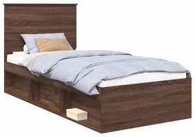 vidaXL Estrutura da Cama com cabeceira Carvalho Marrom 90 x 200 cm