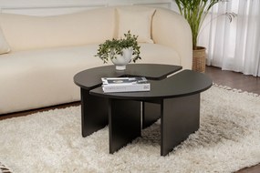 Mesa de Centro "Moira" – Preto, Ø90x41 cm, Design Rústico Moderno