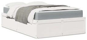 vidaXL Cama com colchão 140x190 cm madeira de pinho maciça branco