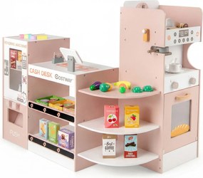 Supermercado de Brinquedo, 95 x 61 x 83 cm, Máquina de Venda Automática Interativa, Rosa
