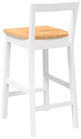 Bancos de bar 2 pcs madeira de seringueira maciça branco