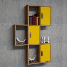 Prateleira de Parede Flora – Nogueira Amarelo – 50x112,6x20 cm