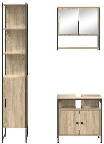 Conjunto de Móveis para Banheiro 3 pcs Carvalho sonoma