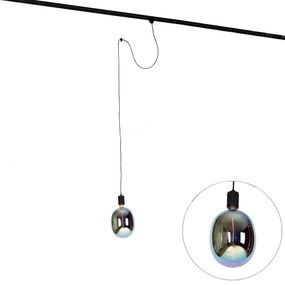 Candeeiro de suspensão com trilho preto incl. LED G170 - Cavalux Industrial