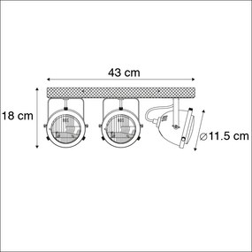 LED Ponto inteligente de aço com madeira inclinável incl. 3 WiFi GU10 - Emado Industrial