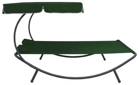 Espreguiçadeira com toldo e almofadas verde