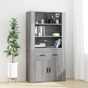 vidaXL Armário alto madeira processada sonoma cinza