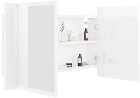 Armário espelhado casa de banho LED acrílico branco brilhante
