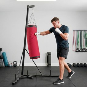 Suporte para Saco de Boxe de Pé em Aço, Altura Ajustável 175–220 cm e 185–231 cm, Base Pesada e Saco de Lona