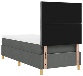 Cama Box Spring com Colchão &amp; LED Cinza Escuro 90x200 cm Tecido