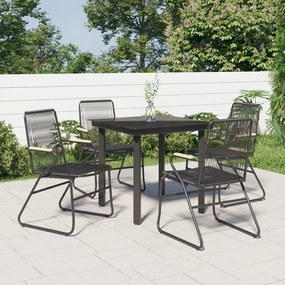 vidaXL Conjunto de jantar para jardim 5 pcs vime PVC preto