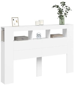 Cabeceira cama c/ LEDs 160x18,5x103,5 cm deriv. madeira branco
