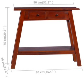 Mesa consola 90x30x75 cm mogno maciço castanho clássico