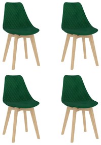 vidaXL Cadeiras de jantar 4 pcs veludo verde-escuro