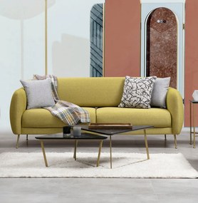 Sofá-cama de 3 lugares Sevilla – Amarelo – 214 cm x 98 cm x 85 cm